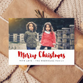 Carte Postale Joyeux Noël moderne rouge & blanc photo