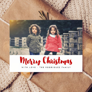 Carte Postale Joyeux Noël moderne rouge & blanc photo