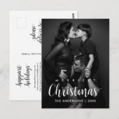 Carte Postale Joyeux Noël Moderne Rustique Photo de Famille  (Devant / Derrière)