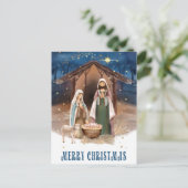 Carte Postale Joyeux Noël. Nativité Scène Peinture vacances (Debout devant)