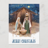 Carte Postale Joyeux Noël. Nativité Scène Peinture vacances (Devant)