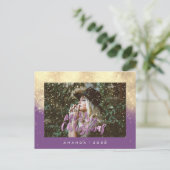 Carte Postale Joyeux Noël Neige Purple Gold Parties scintillant  (Debout devant)