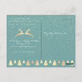 Carte Postale Joyeux Noël Neige Turquoise or Parties scintillant (Dos)