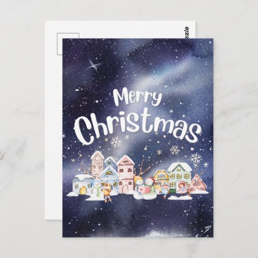 Carte Postale Joyeux Noël neigeux (Devant / Derrière)