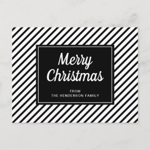 Carte Postale Joyeux Noël noir blanc rayures