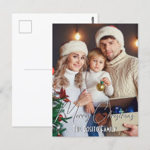 Carte Postale Joyeux Noël Nom personnalisé et photo