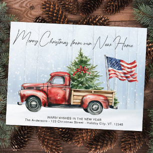 Carte Postale Joyeux Noël Nouvelle Maison Camion Rouge Vintage D