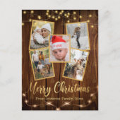 Carte Postale joyeux noël or rustique ferme 5 photos (Devant)