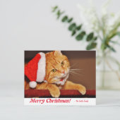 Carte Postale Joyeux Noël Orange Tabby Tabby Post personnalisé (Debout devant)