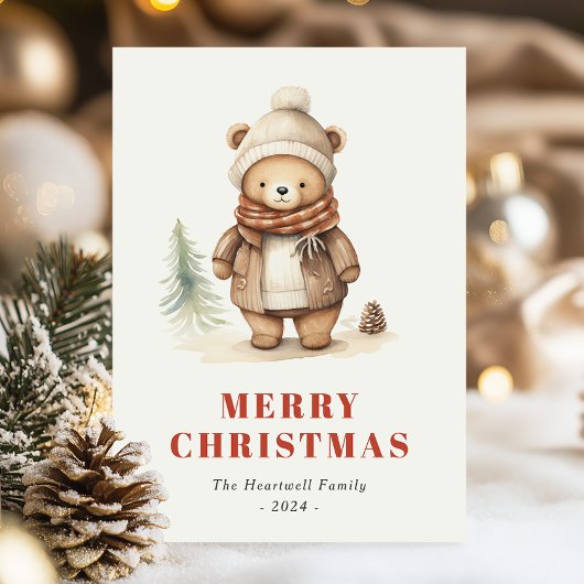 Carte postale Joyeux Noël Ours Brown