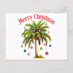 Carte Postale Joyeux Noël Palm Tree Light Hawaiian Tropical