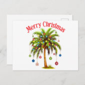 Carte Postale Joyeux Noël Palm Tree Light Hawaiian Tropical (Devant / Derrière)