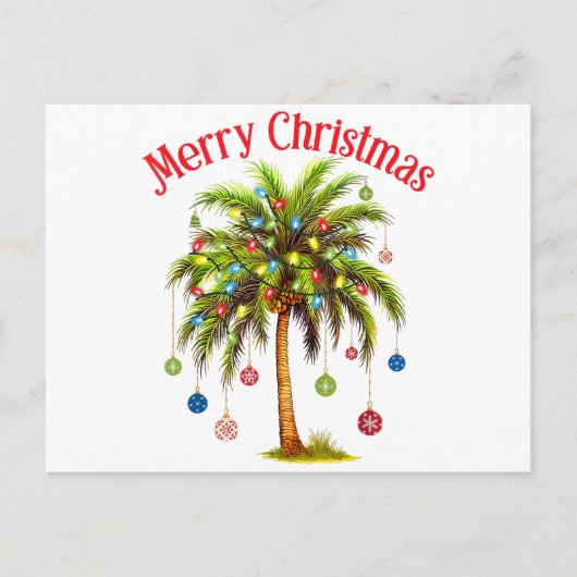 Carte Postale Joyeux Noël Palm Tree Light Hawaiian Tropical (Devant)