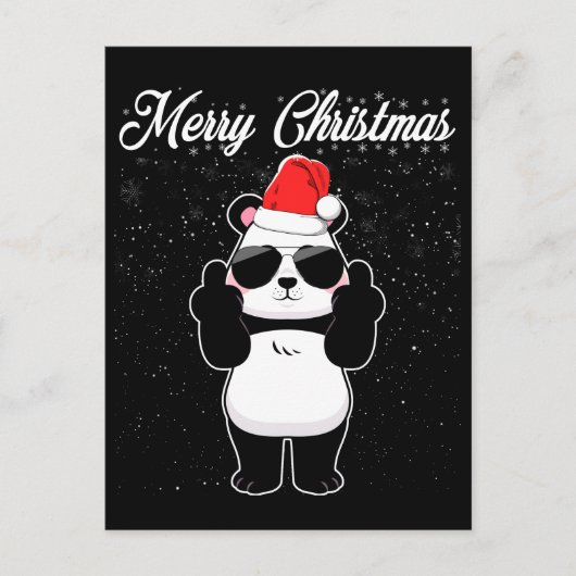 Carte Postale Joyeux Noël Panda Doigt Moyen Rude Xmas Vilain (Devant)