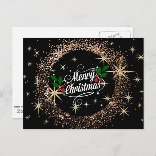 Carte Postale Joyeux Noël parties scintillant et brillance, conc (Devant / Derrière)