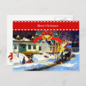 Carte Postale Joyeux Noël, peinture d'art, (Devant / Derrière)