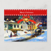 Carte Postale Joyeux Noël, peinture d'art, (Devant)