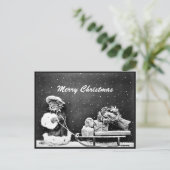 Carte Postale Joyeux Noël Père Noël Chat Noël (Debout devant)