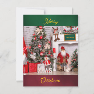 Carte Postale Joyeux Noël Père Noël Décorations