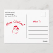 Carte Postale Joyeux Noël personnalisé Chat noir et blanc (Dos)