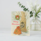 Carte Postale Joyeux Noël Petit Raton Laveur Faune (Debout devant)