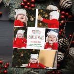 Carte Postale Joyeux Noël Photo Collage Beau Rouge Vert<br><div class="desc">Cette jolie carte postale moderne de Noël Joyeux présente une présentation classe de 5 photos de famille sur un arrière - plan blanc avec une jolie typographie rouge et verte. Cette belle carte postale de vacances photo pour enfants présente le collage photo de votre propre enfant entourant votre message festif...</div>