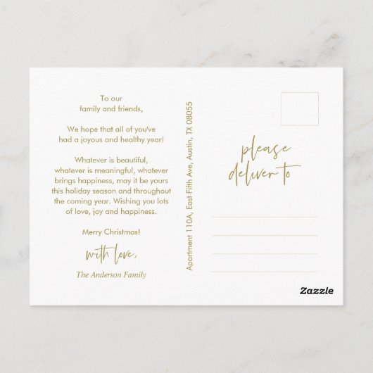 Carte Postale Joyeux Noël, photo de famille au pied du sapin de (Dos)