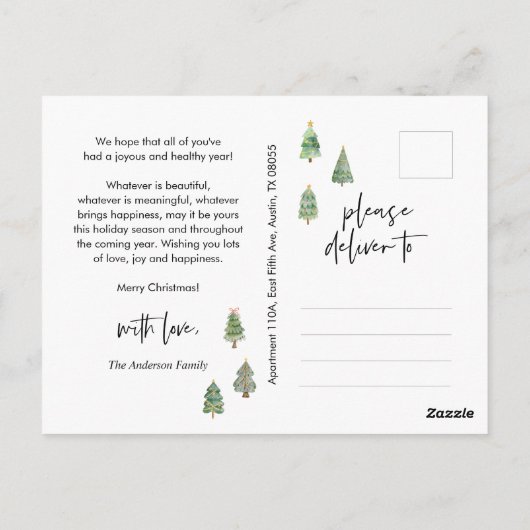 Carte Postale Joyeux Noël, photo de famille au pied du sapin de (Dos)