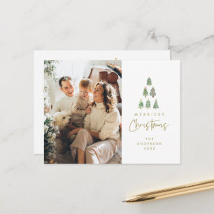 Carte Postale Joyeux Noël, photo de famille au sapin de Noël