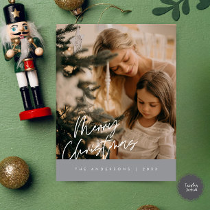 Carte Postale Joyeux Noël Photo de famille, bleu marine