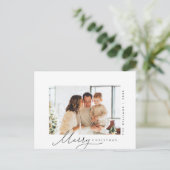 Carte Postale Joyeux Noël, Photo de famille, Écriture minimalist (Debout devant)