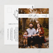 Carte Postale Joyeux Noël Photo de famille, Flocons de neige (Devant / Derrière)