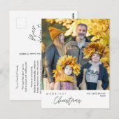 Carte Postale Joyeux Noël Photo de Famille Heureuse (Devant / Derrière)