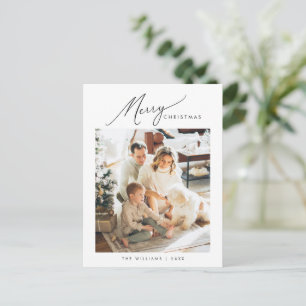 Carte Postale Joyeux Noël, photo de famille minimaliste moderne