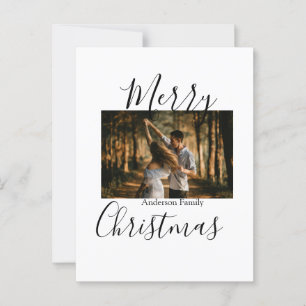 Carte Postale Joyeux Noël photo de famille moderne élégant rusti