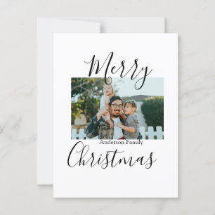 Carte Postale Joyeux Noël photo de famille moderne élégant rusti