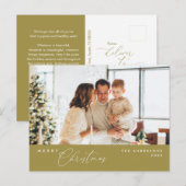 Carte Postale Joyeux Noël Photo de famille, Or élégant (Devant / Derrière)