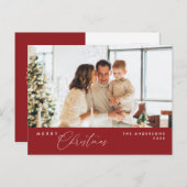 Carte Postale Joyeux Noël Photo de famille, Rouge foncé (Devant / Derrière)
