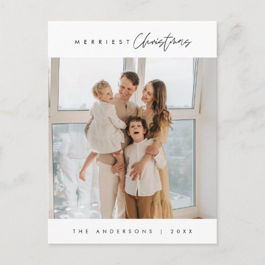 Carte Postale Joyeux Noël, Photo de famille, Salutation de saiso (Devant)