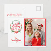 Carte Postale Joyeux Noël Photo Festive de la couronne (Devant / Derrière)