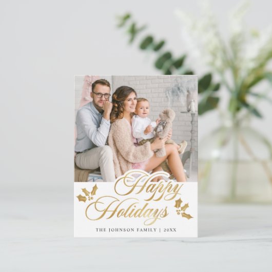 Carte Postale Joyeux Noël PHOTO Happy Holidays Salutation (Debout devant)