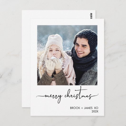 Carte Postale Joyeux Noël photo minimaliste (Devant / Derrière)