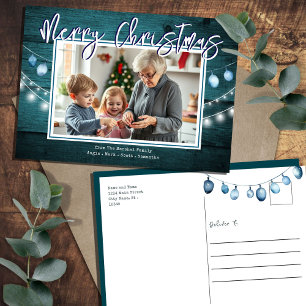 Carte Postale Joyeux Noël Photos en Bois Rustique