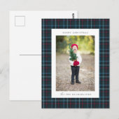 Carte Postale Joyeux Noël Plaid | AJOUTER VOTRE PHOTO FAMILIALE (Devant / Derrière)