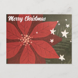 Carte postale Joyeux Noël - Poinsettia & Stars