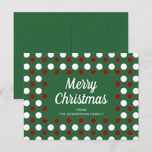 Carte Postale Joyeux Noël pois verts (Devant / Derrière)