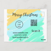 Carte Postale Joyeux Noël QR code entreprise jaune vert eau (Dos)