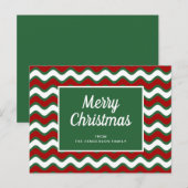 Carte Postale Joyeux Noël Rayures de vague verte (Devant / Derrière)