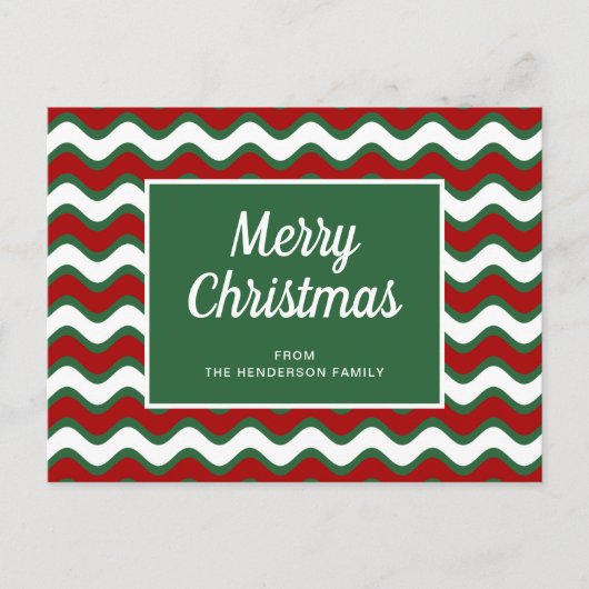 Carte Postale Joyeux Noël Rayures de vague verte (Devant)