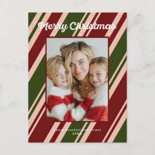 Carte Postale Joyeux Noël rayures diagonales